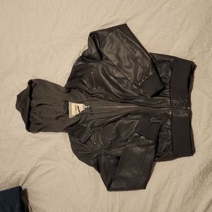 Empyre grey faux leather jacket with hood